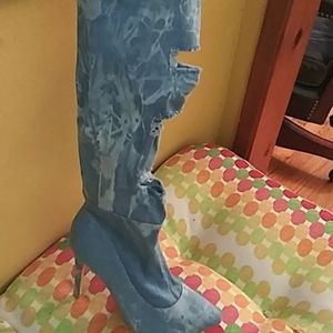 Jean thigh high boots